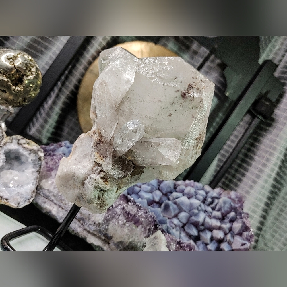 Chlorite Garden Clear Quartz Crystal on Stand